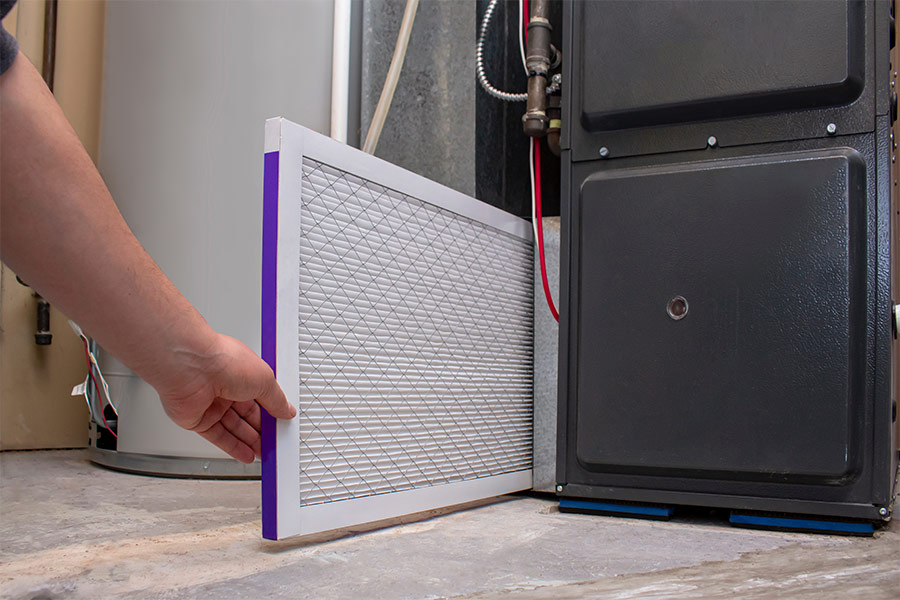 Clean air filter near an HVAC unit